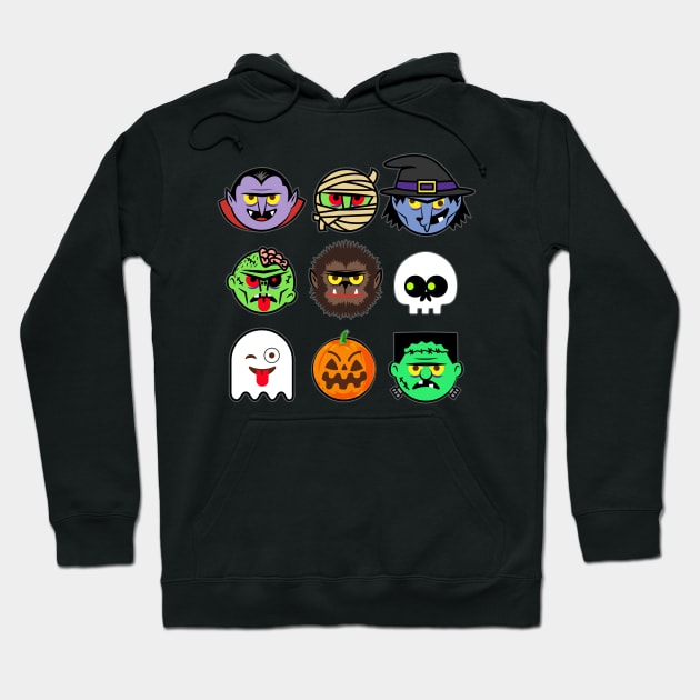 MONSTER FACES Halloween Emoji Shirt Skeleton Dracula Costume Hoodie by vo_maria